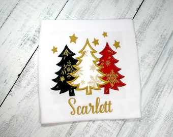 Christmas Tree Shirt, Girls Christmas Shirt, Toddler Christmas Shirt, Embroidered Shirt, Personalized Shirt, Holiday Shirt, Christmas Gift,