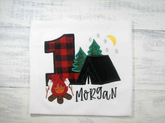 Boys 1st Birthday Camping Shirt Embroidered Shirt - Etsy