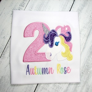 Unicorn Shirt, Unicorn Girl Shirt,  Rainbow Unicorn Shirt, Unicorn Party Shirt, Embroidered Birthday Shirt, Kids Customized Shirt, Any Age