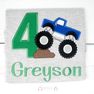 Monster Truck 4th Birthday (Any Age) Boys Shirt, Off Road Mud Truck, Customize Tee Shirt for Boys or Girls,