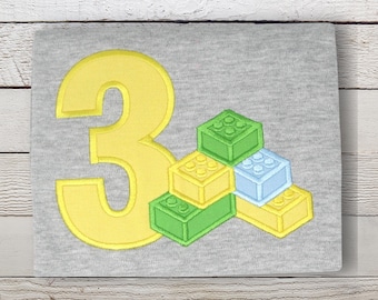 Personalized Blocks Birthday Shirt | Kids Building Blocks Shirt | Custom Number Shirt | Boy or Girl Birthday Outfit