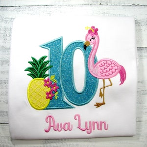 Flamingo Birthday Shirt,  Flamingo 10th Birthday Shirt, Birthday Girl Shirt, 1st Birthday Shirt, Pink Flamingo Shirt, Tropical Birthday