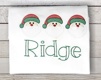 Boys Personalized Santa Christmas Shirt, Embroidered Custom Name Tee, Santa Face Shirt, Kids Holiday Outfit, Christmas Photo Outfit