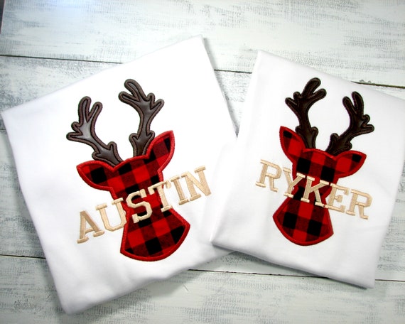 Holiday Christmas Reindeer Deer Buffalo Plaid Shirt Holiday Christmas Reindeer Deer Buffalo Plaid Shirt