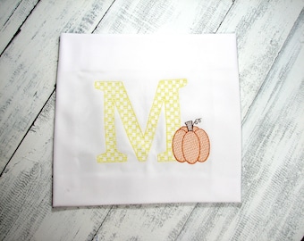 Embroidered Monogram Pumpkin Shirt: Girls Fall Outfit