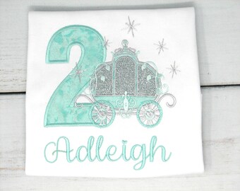 Personalized Princess Carriage Birthday Shirt, Embroidered Fairy Tale Tee, Any Age