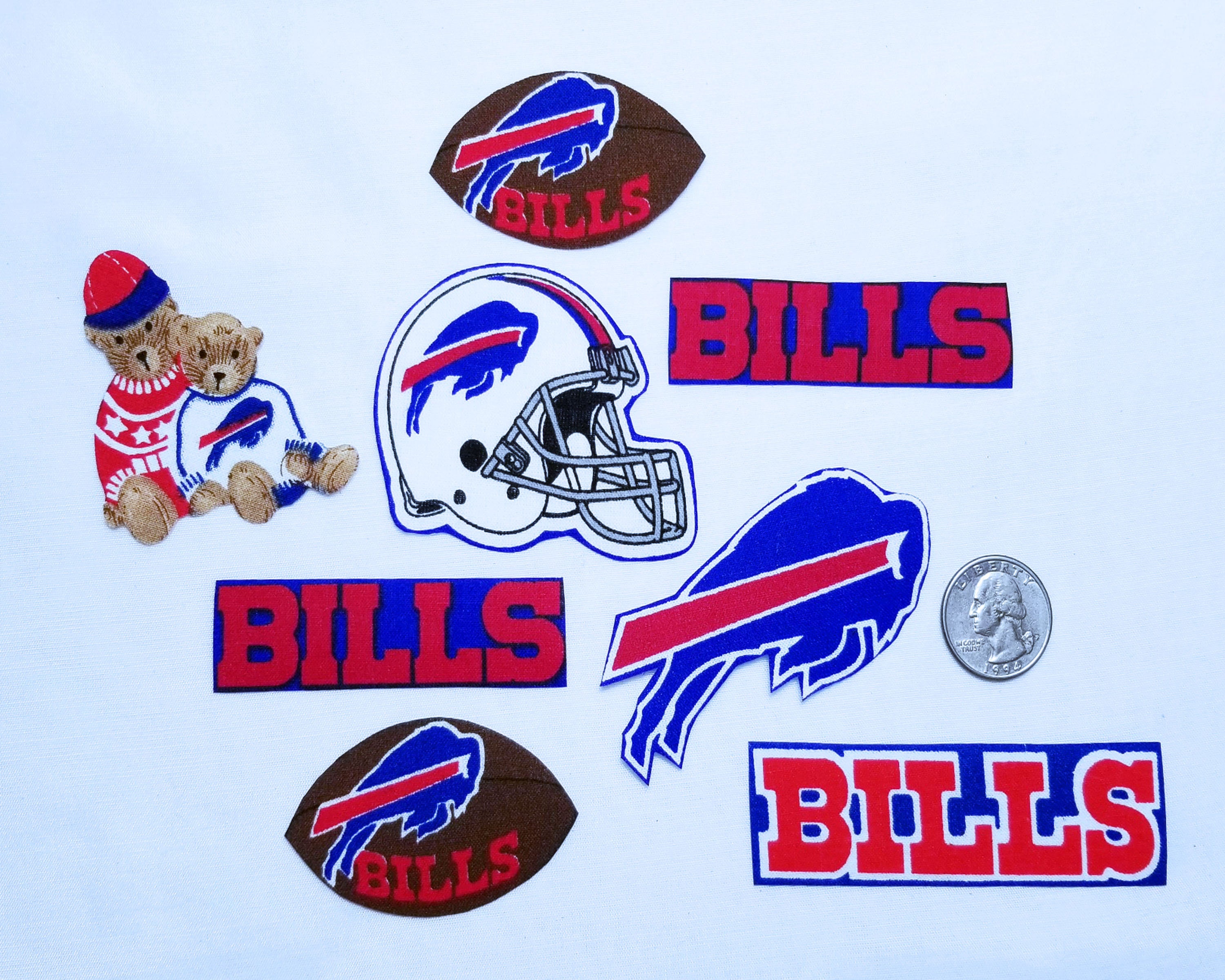 Buffalo Bills Vintage NFL Cotton Fabric Iron on Appliques, Patches, 2 Sets  to Choose, Helmets, Pennants, Football, Bear, New and Old Logo's -   Israel