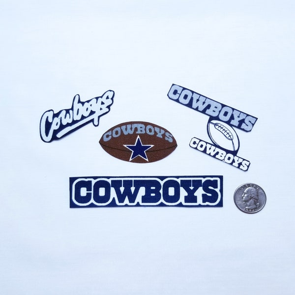Cowboys Mixed Vintage, Cotton Fabric Iron On Appliques, Patches, Stars, Football, Helmet, Choice of 5 Sets, Limited Qty on Some