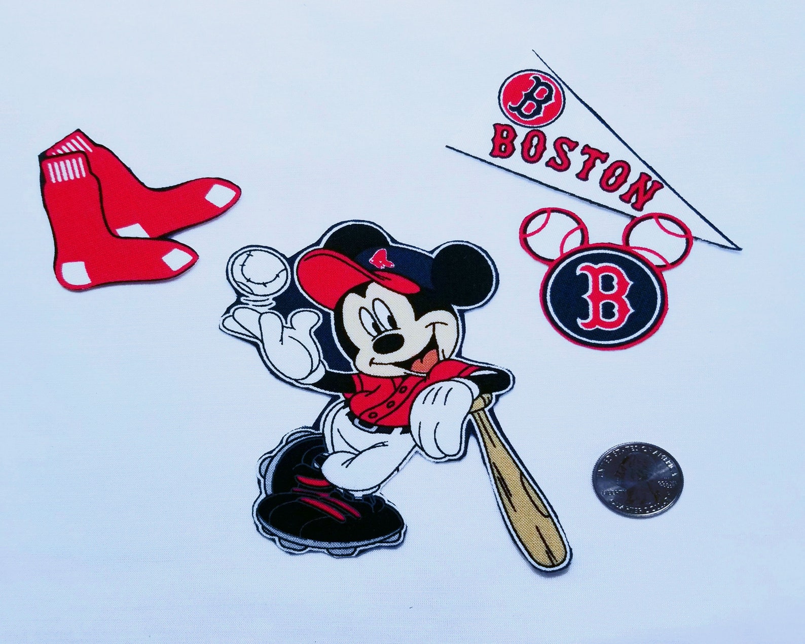 Boston Red SOX Mickey Mouse Disney MLB Cotton Fabric Iron On Etsy