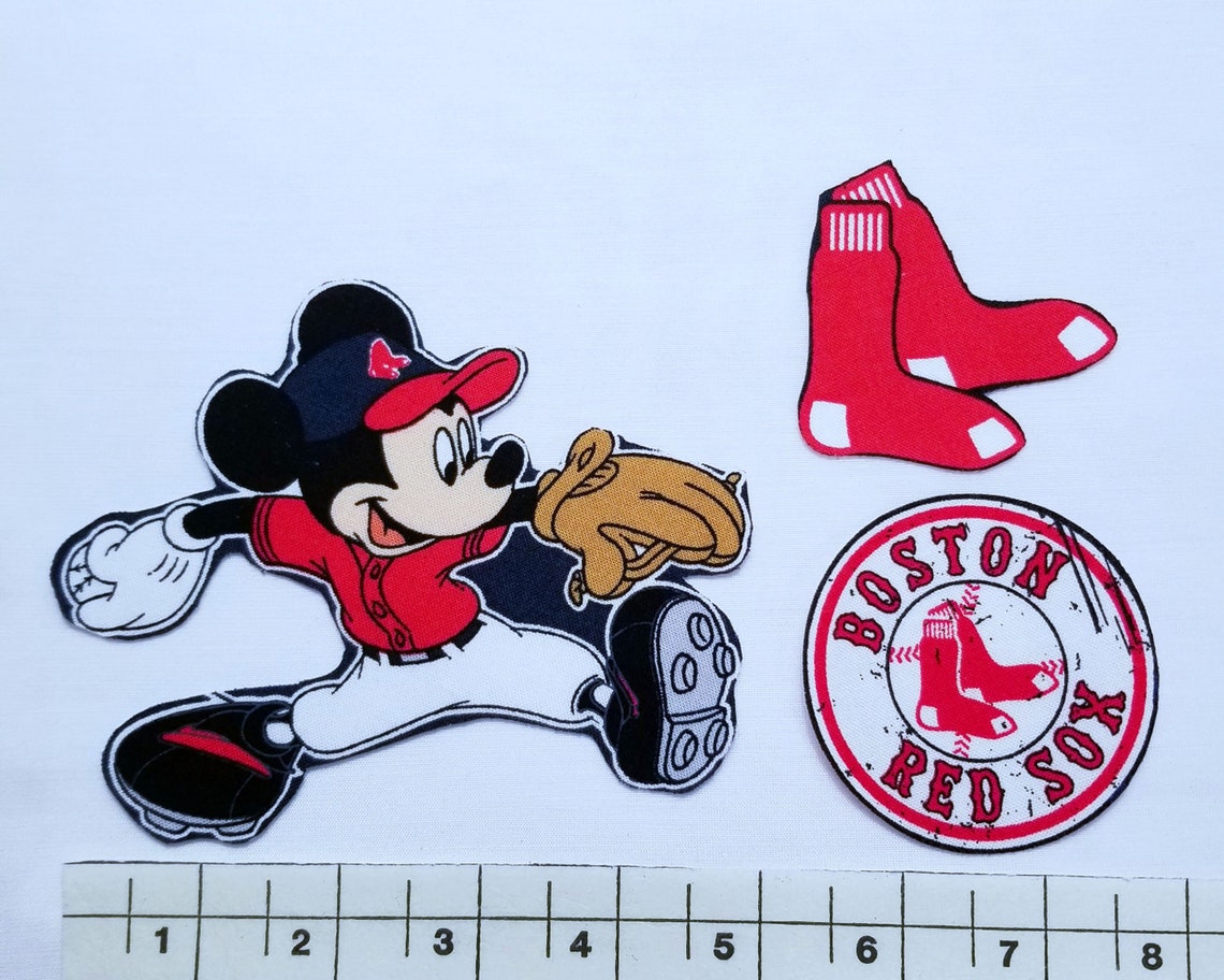 Boston Red SOX Mickey Mouse Disney MLB Cotton Fabric Iron On Etsy