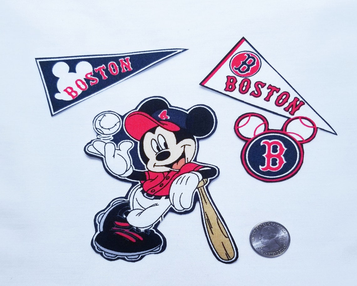 Boston Red SOX Mickey Mouse Disney MLB Cotton Fabric Iron On Etsy