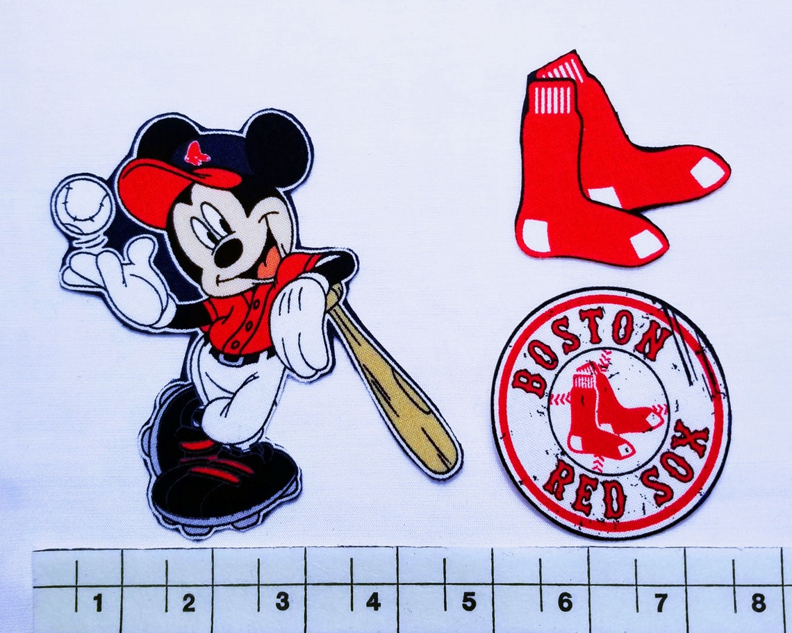 Boston Red SOX Mickey Mouse Disney MLB Cotton Fabric Iron On Etsy