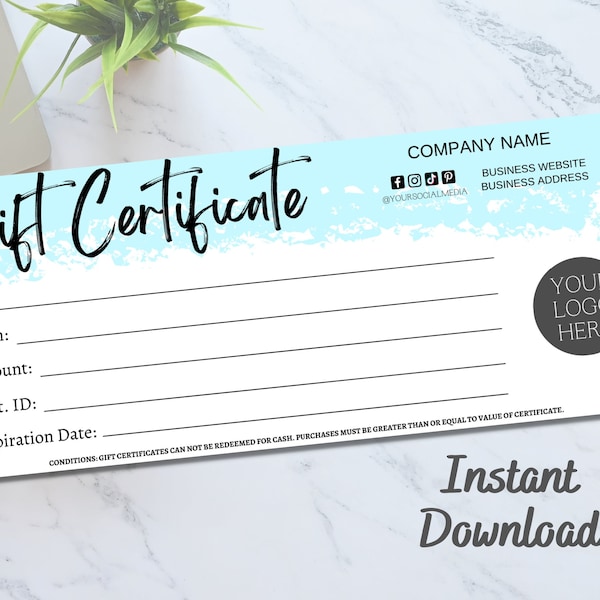 Gift Certificate Template | Editable Gift Certificate Template |Modern Gift Certificate |Editable Gift Card |Instant Download |Gift Voucher
