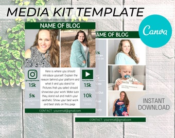 Blogger Media Kit Template & Price Sheet | Influencer Pitch Sheet | Influencer Media Kit Template | Canva Template | Media Press Kit