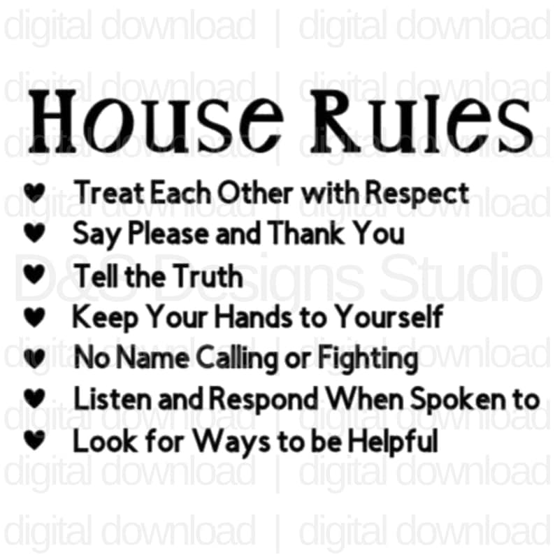 House Rules SVG File Instant Download for Cricut or Silhouette House