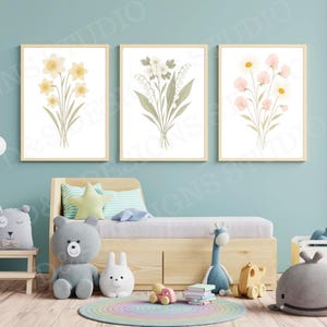 Minimalist Birth Flowers Wall Art Digital Download, Nursery Flower Art, Simple Design, Digital Print, Botanical Wall Decor, Instant Wall Art