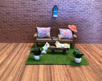 DIY Miniature Garden bench Starter Kit for Dollhouse or Diorama. Beginner Craft Kit for Miniature Decor & Hobby Projects. No:12107-B Set
