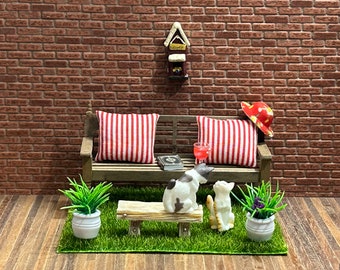 DIY Miniature Garden bench Starter Kit for Dollhouse or Diorama. Beginner Craft Kit for Miniature Decor & Hobby Projects. No:12107A-Set