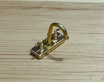 Miniature Faucet, Classic Style, Gold Finish. 1/12 Scale for Dollhouse. 12415
