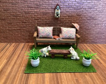 DIY Miniature Garden bench Starter Kit for Dollhouse or Diorama. Beginner Craft Kit for Miniature Decor & Hobby Projects. No:12107-C-Set