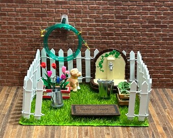 DIY Miniature Vintage garden Starter Kit for Dollhouse or Diorama. Beginner Craft Kit for Miniature Decor & Hobby Projects. No:12011- Set
