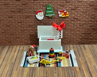 DIY Miniature Christmas Toys box Starter Kit for Dollhouse or Diorama. Beginner Craft Kit for Miniature Decor & Hobby Projects.No:14120A-Set