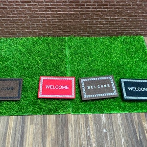 Beautiful entrance doormat in color lettered in white or not. 1/12 scale for Dollhouse. 12021, 12022, 12206, 14209