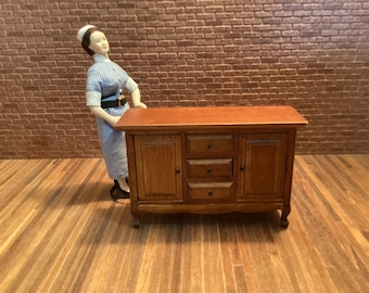 Dinning room sideboard antique miniature style. With doors and drawers. 1:12 scale for dollhouses. 22403