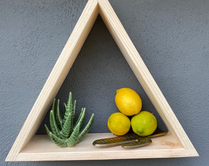 16” Triangle Shelf.  Triangle Floating Shelf, Geometric Shelf, Bohemian Shelf, Boho Shelf, Gemstone Shelf, Crystal Shelf.