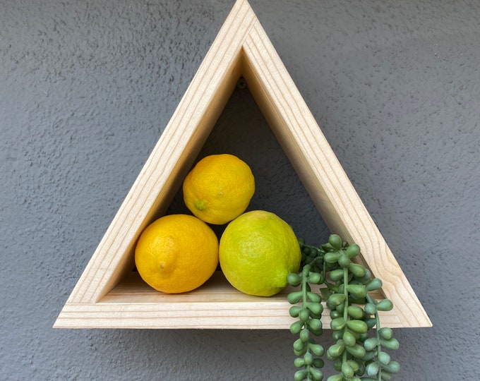 10” Triangle Shelf.  Triangle Floating Shelf, Geometric Shelf, Bohemian Shelf, Boho Shelf, Gemstone Shelf, Crystal Shelf.