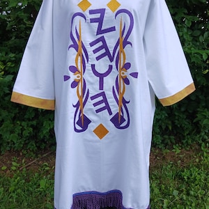 Israelite Elegance Garment- Large Purple & Gold YHWH