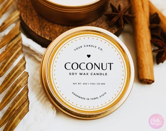 Editable Candle Label Template: Round Design (Digital Download)