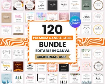 Candle Label Mega Bundle: 120 Editable Canva Templates (Digital Download)