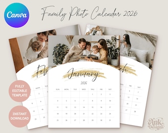 2026 Photo Calendar Template: Custom Calendar (Digital Download)