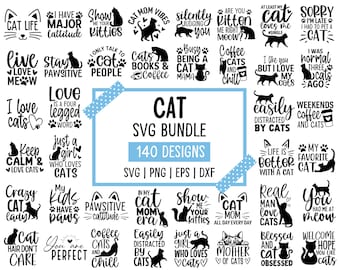 Cat SVG Bundle: 140 Funny Designs (Digital Download)