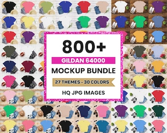800+ Gildan 64000 Tshirt Flat Lay Mockup Mega Bundle (Digitaler Download)