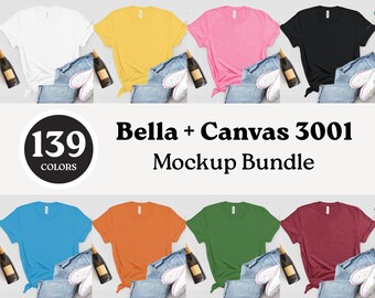 Maqueta de camiseta Bella Canvas 3001 (139 colores, descarga digital)