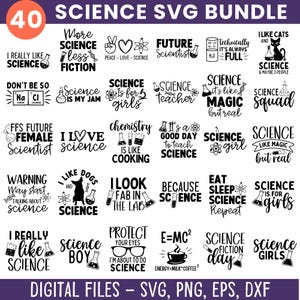 Vetenskap SVG-paket: 40 vetenskapscitatdesigner (digital nedladdning)