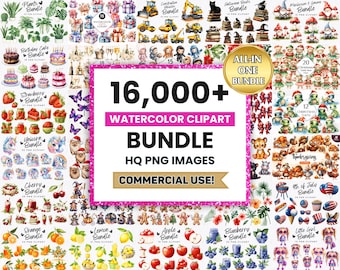 16000+ Watercolor Clipart Mega Bundle: HQ PNG Images (Digital Download)