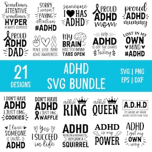 ADHD SVG Bundle: 21 ADHD Awareness Designs (Digital Download)