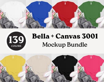 Bella Canvas 3001 T-shirt Flat Lay Mockup Bundle: 139 Colors (Digital Download)