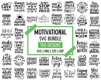Motivational SVG Bundle: 100 Inspirational Saying Designs (Digital Download)