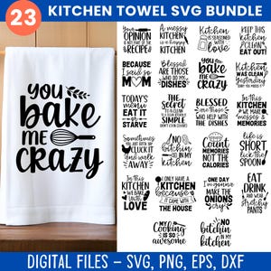 Rolig kökshandduk SVG-paket: 23 roliga designer (digital nedladdning)