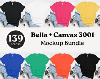 Bella Canvas 3001 T-shirt Flat Lay Mockup Bundle: 139 Colors (Digital Download)