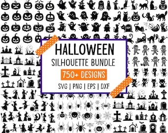 Halloween SVG-bundel: meer dan 750 Halloween-spook- en heksensilhouetontwerpen (digitale download)