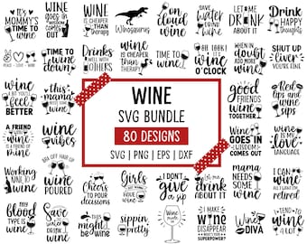 ワイン SVG バンドル: 80 種類の面白いデザイン (デジタルダウンロード)