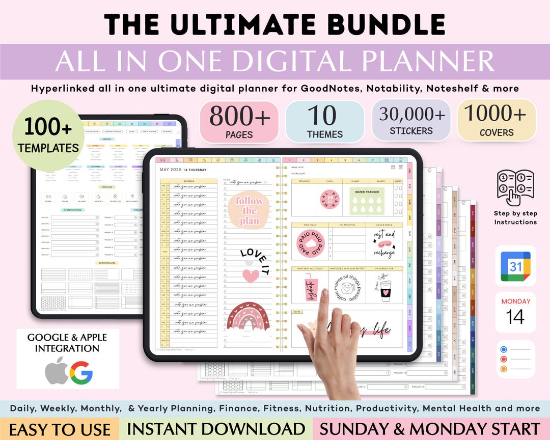 2026 All-in-one Digital Planner: Portrait & Landscape Planner (monday ...
