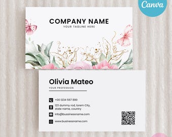 Plantilla de tarjeta de presentación editable: Diseño floral (descarga digital)