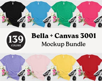 Maqueta de camiseta Bella Canvas 3001 (139 colores, descarga digital)