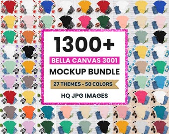 1300+ Bella Canvas 3001 Tshirt Flat Lay Mockup Mega Bundle (Digitaler Download)